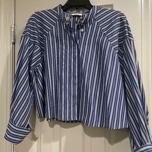 Sandro Loutie Shirt - blue white stripe size 3